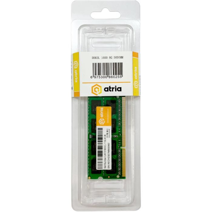 Модуль памяти для ноутбука SoDIMM DDR3 8GB 1600 MHz ATRIA (UAT31600CL11SLK1/8) изображение 3