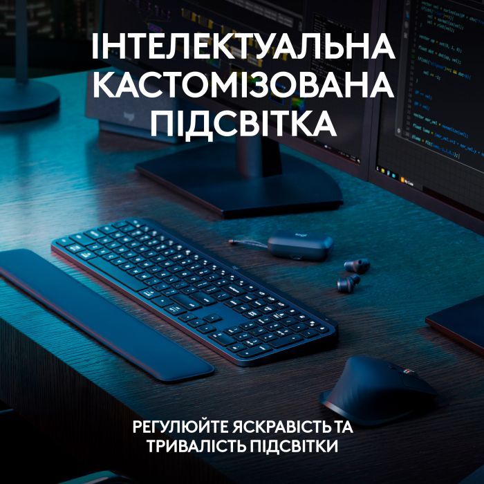 Клавіатура Logitech MX Keys S Plus Palmrest Wireless UA Graphite (920-011589) зображення 4