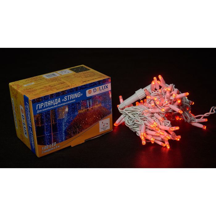 Гирлянда Delux STRING flash 100LED 10 м красный/белый IP44 EN (90012972) изображение 2