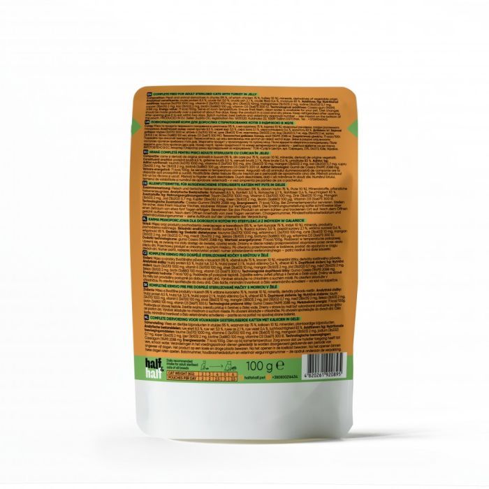 Вологий корм для кішок Half&Half для стерилізованих шматочки з індичкою в желе 100 г (4820261920895) зображення 2