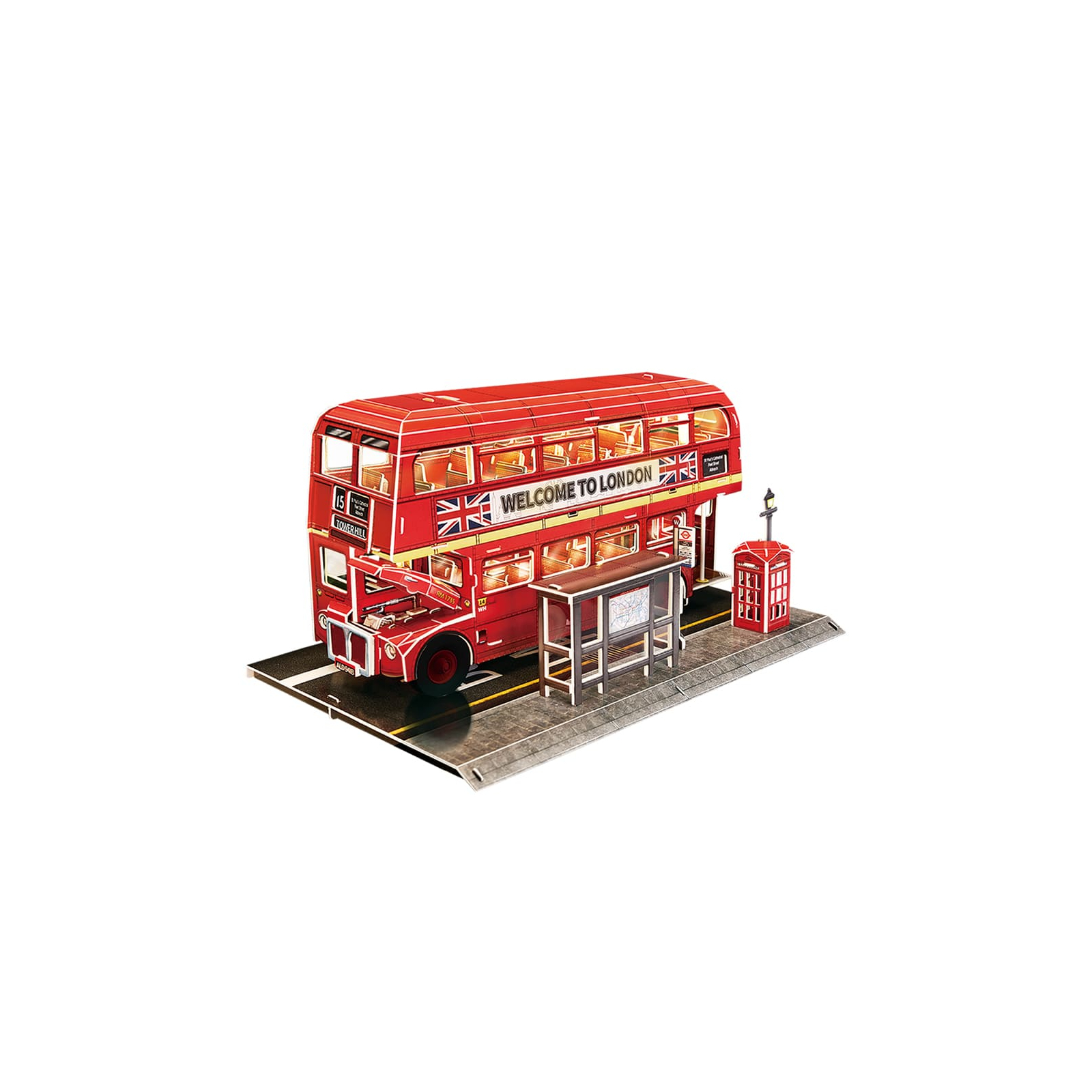 Пазл Cubic Fun Трехмерная головоломка-конструктор City Line Лондонский автобус с LED подсветкой (L538h) изображение 3