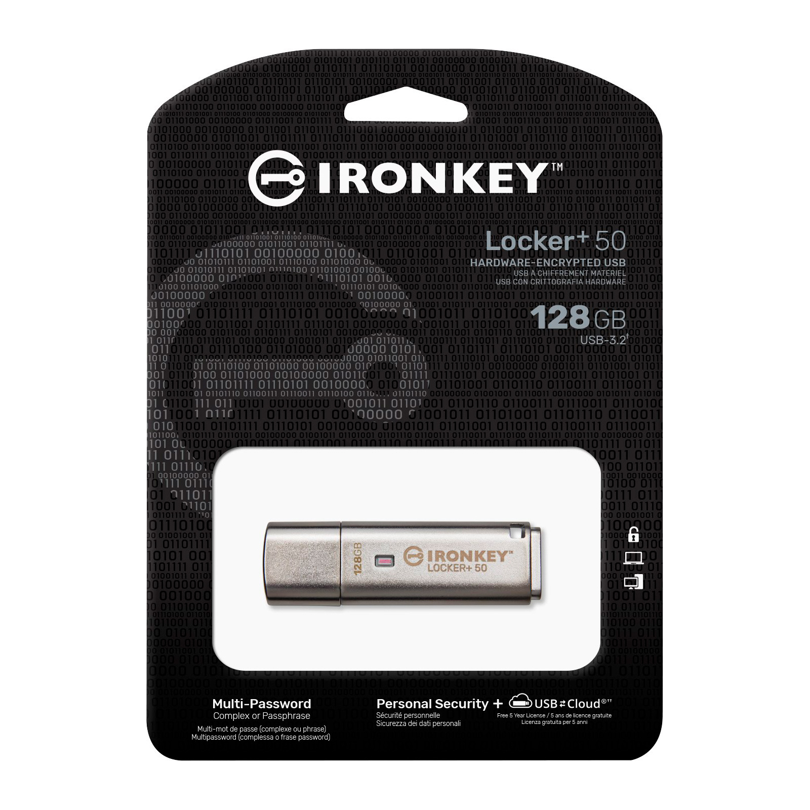 USB флеш накопитель Kingston 64GB IronKey Locker Plus 50 AES Encrypted USB 3.2 (IKLP50/64GB) изображение 5