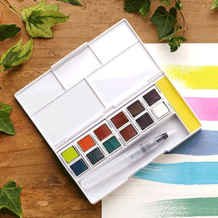 Художественный набор Derwent Inktense Paint Pan №2, 12 цветов+кисть с резервуаром (5028252607049) изображение 2
