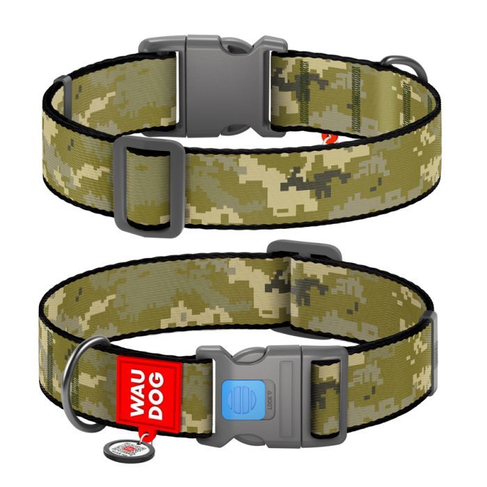 Ошейник для животных WAUDOG Nylon с QR паспортом "Милитари" пластиковый фастекс XXL (284-4026)