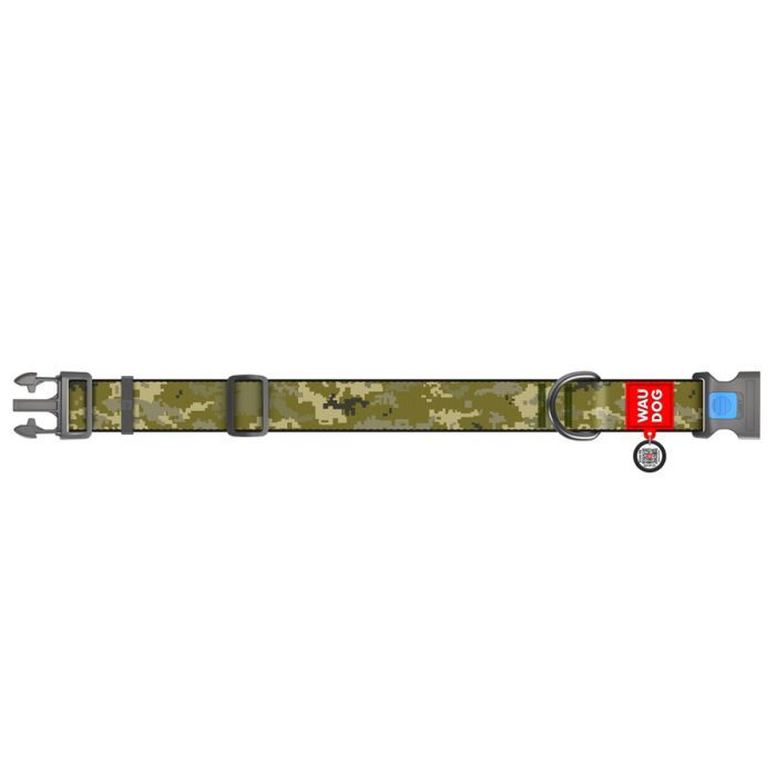 Ошейник для животных WAUDOG Nylon с QR паспортом "Милитари" пластиковый фастекс XXL (284-4026) изображение 2