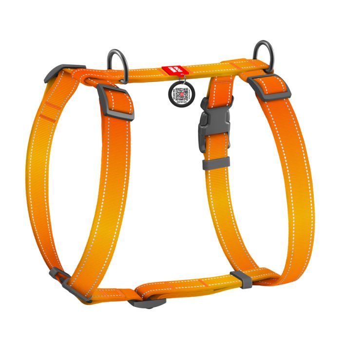 Шлей для собак WAUDOG Nylon Mono с QR-паспортом, пластиковый фастекс L оранжевая (52744) изображение 2