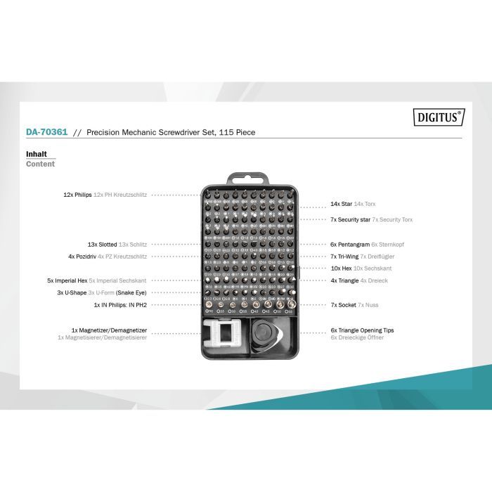 Набор инструментов Digitus Precision Screwdriver Set 115 (DA-70361) изображение 11