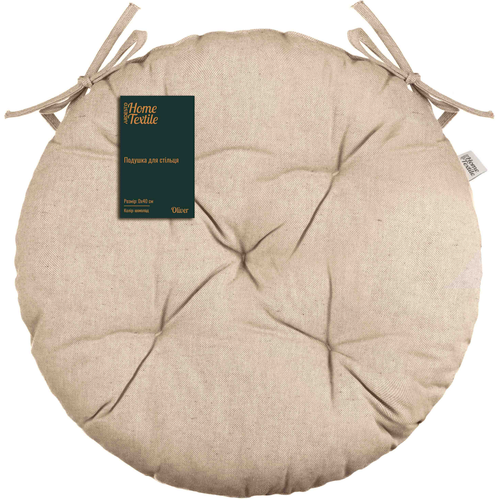 Подушка на стул Ardesto Oliver, круглая 40 см, 100% хлопок, нап-ч: 50% холоф, 50% пп, аквамарин (ART03OA)