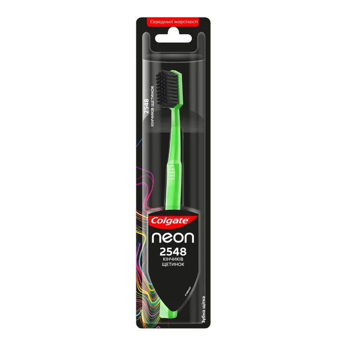 Зубна щітка Colgate Neon 2548 кінчиків щетинок середньої жорсткості Зелена (2172000000024)