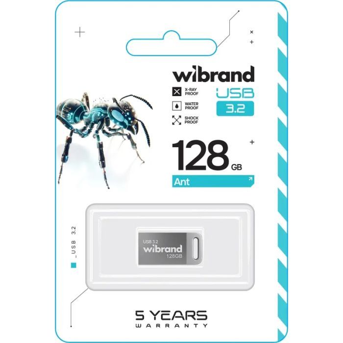 USB флеш накопичувач Wibrand 64GB Ant Silver USB 3.2 Gen 1 (USB 3.0) (WI3.2/AN64M4S) зображення 2