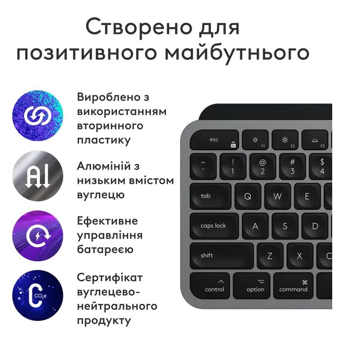 Комплект Logitech MX Keys S Combo для MAC Bluetooth/Wireles UA Space Grey (920-012845) изображение 2