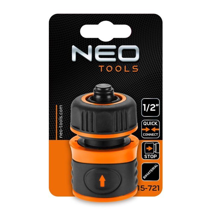 Коннектор для шланга Neo Tools для шланга 1/2", с аквастопом, двухкомпонентный (15-721) изображение 7