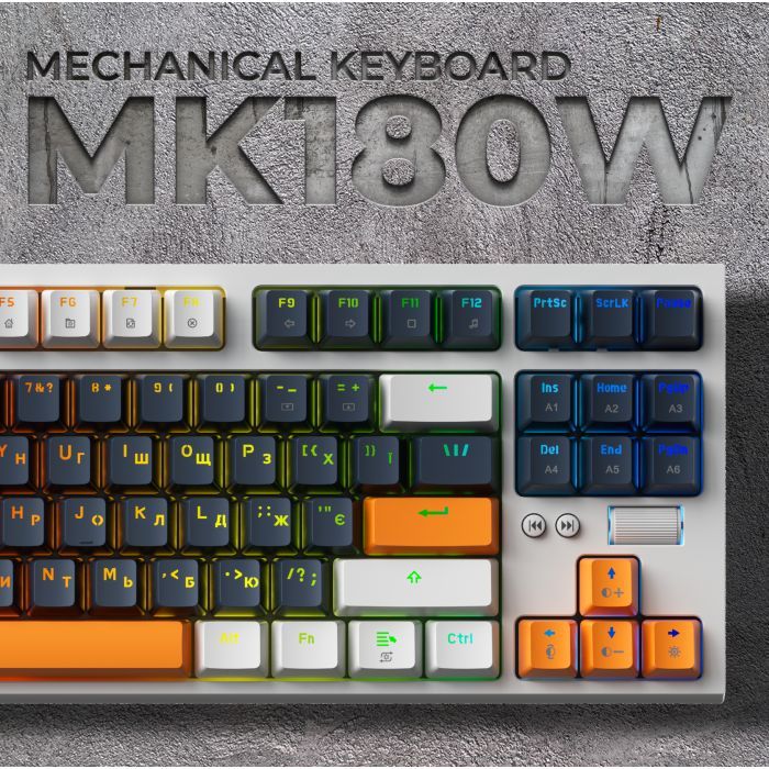 Клавиатура GamePro MK180W Hot-Swap Red Swich RGB USB UA White (MK180W) изображение 8