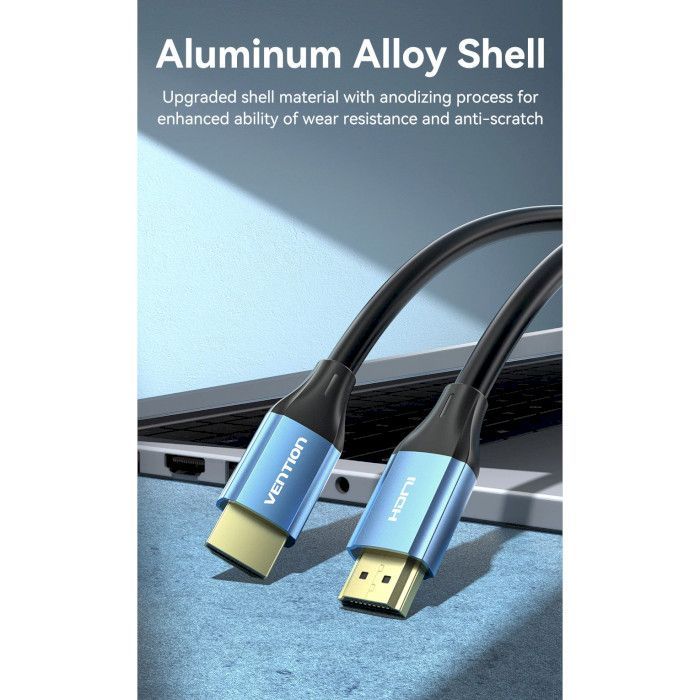 Кабель мультимедийный HDMI to HDMI 10.0m V2.0 4K 60Hz Aluminum Alloy Blue Vention (ALHSL) изображение 6