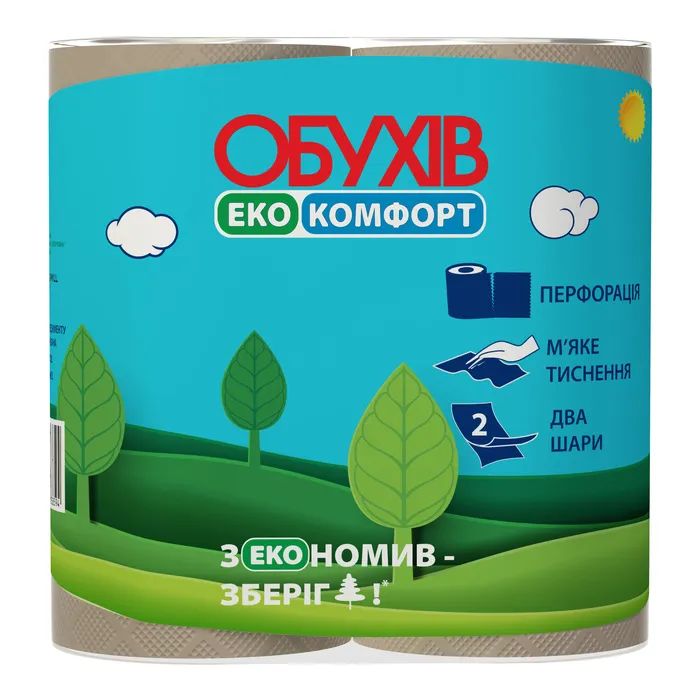 Туалетний папір Обухів Еко Комфорт 2 шари 4 рулони (4820003838594)