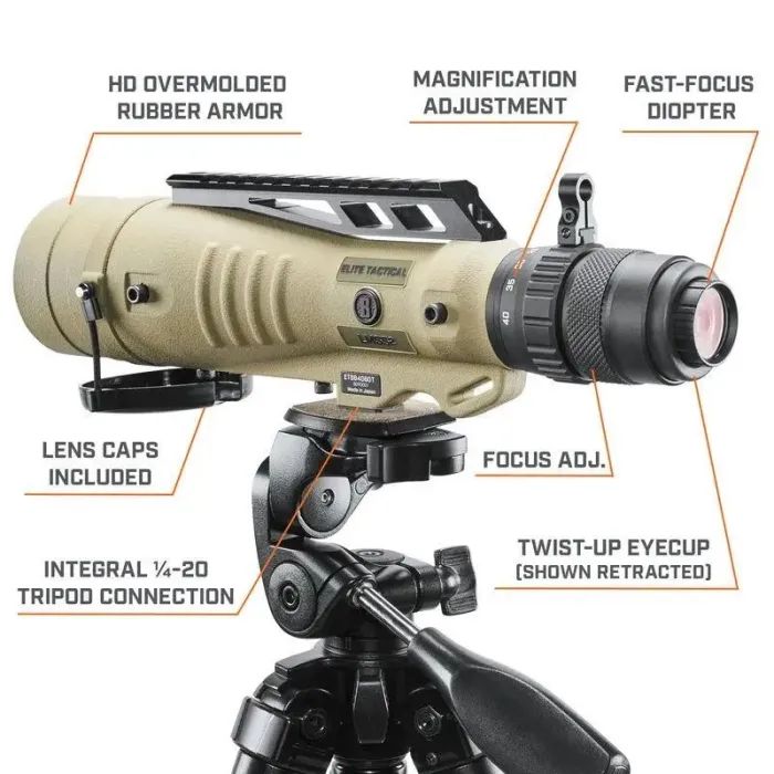 Подзорная труба Bushnell Elite Tactical 8-40х60 FDE. Сітка Tremor4. Picatinny (ET884060T) изображение 7