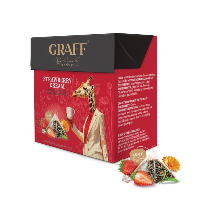 Чай Graff Strawberry Dream Зеленый 20 пирамидок по 1.8 г (4820279611174)