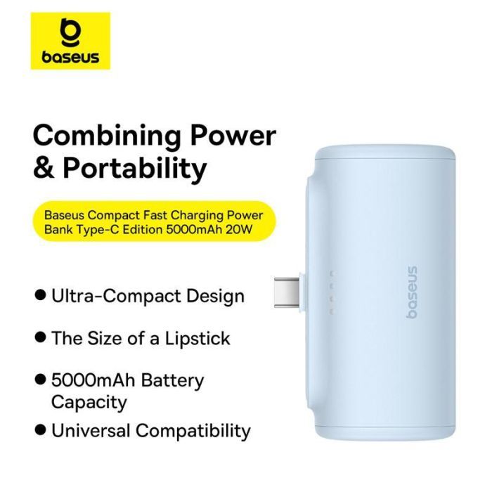 Батарея универсальная Baseus Compact 4900mAh 20W Lightning, Black (PPWC05I) (P10068304112-00) изображение 2