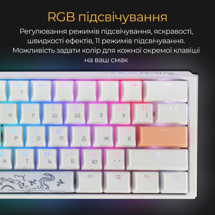Клавиатура Ducky One 3 Mini Cherry MX Red RGB UA USB White (DKON2161ST-RUAPXPWWWSC1) изображение 3