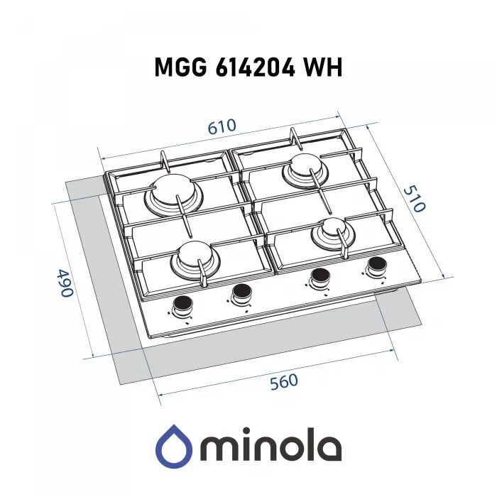 Варочна поверхня Minola MGG 614204 WH зображення 10
