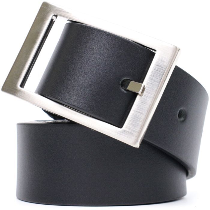 Ремінь Grande Pelle Шкіряний брючний з квадратною пряжкою Чорний (11678) зображення 5