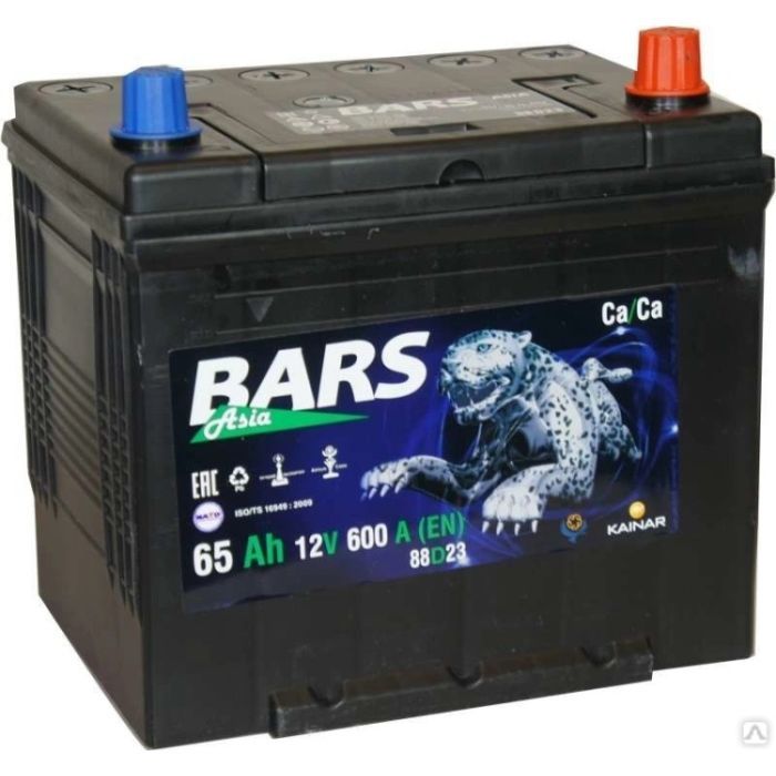 Аккумулятор автомобильный Bars 65Ah ASIA Ев (-/+) (600EN)