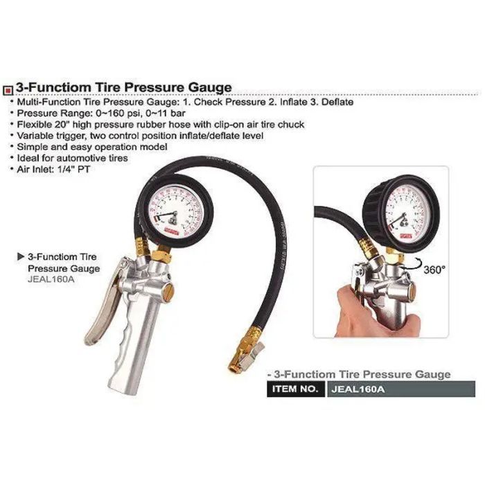 Пістолет для підкачки коліс Toptul 1/4" професійний (JEAL160A) зображення 3