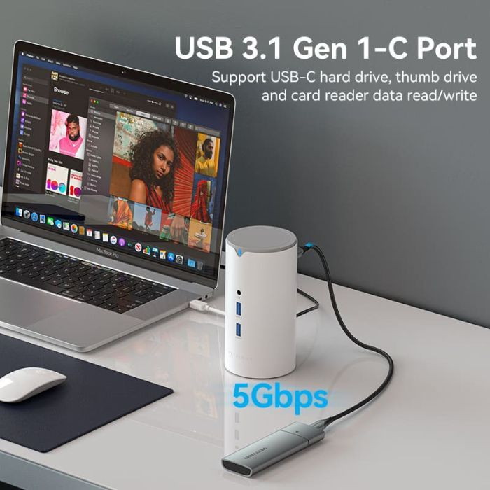 Концентратор Vention USB3.1 Type-C to HDMI/VGA/USB3.0x3/RJ45/SD/TF/TRRS 3.5m/PD/DC100W12-in-1 (TPHWC-EU) зображення 4