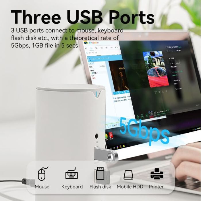 Концентратор Vention USB3.1 Type-C to HDMI/VGA/USB3.0x3/RJ45/SD/TF/TRRS 3.5m/PD/DC100W12-in-1 (TPHWC-EU) зображення 6