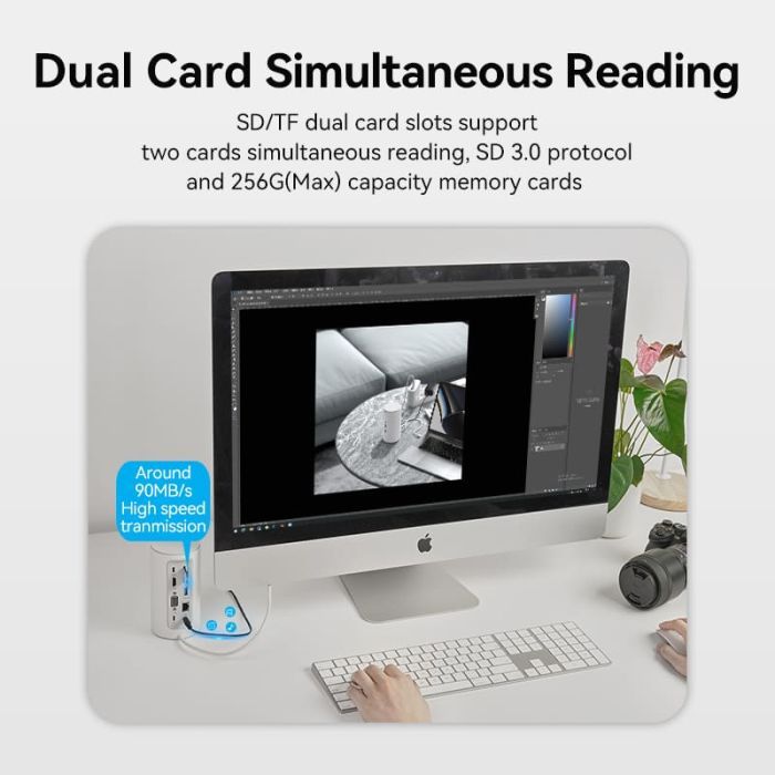 Концентратор Vention USB3.1 Type-C to HDMI/VGA/USB3.0x3/RJ45/SD/TF/TRRS 3.5m/PD/DC100W12-in-1 (TPHWC-EU) зображення 8