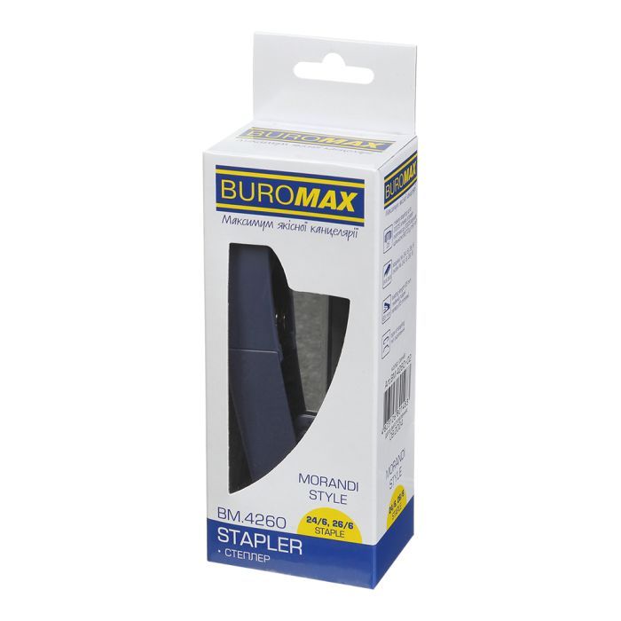 Степлер Buromax пластиковий MORANDI STYLE, 25 аркушів,(скоби №24/6; 26/6 ), 136 х 38 х 55 мм, синій (BM.4260-02) зображення 8