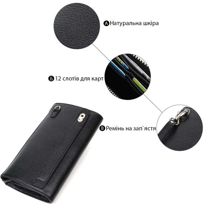 Гаманець Bond Accessories З натуральної шкіри флотар Чорна (22050) зображення 4