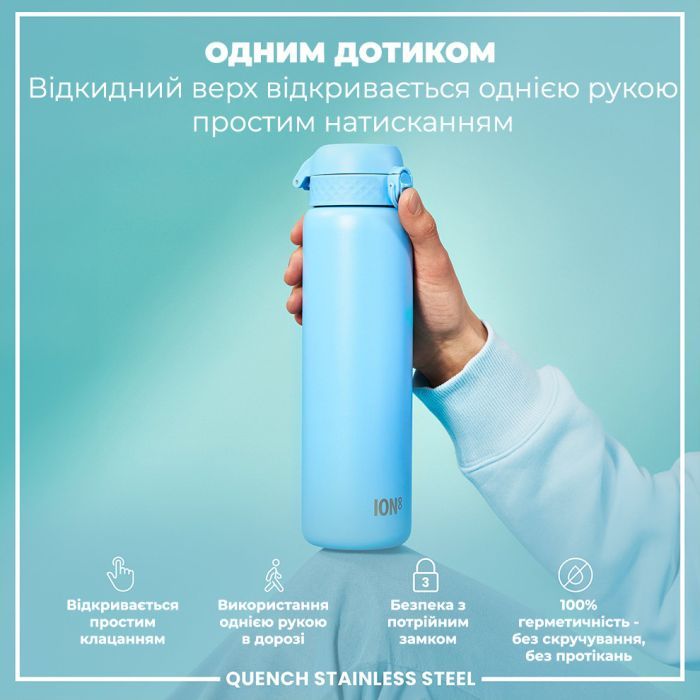 Пляшка для води ION8 OneTouch Stainless Steel 1200 мл Grey (I8SS1000GRY) зображення 2