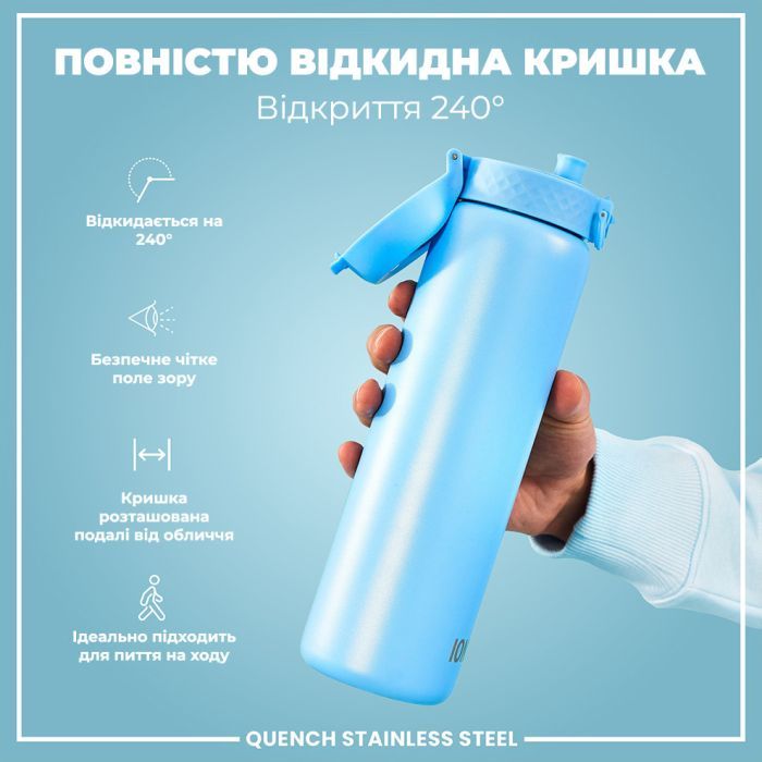Пляшка для води ION8 OneTouch Stainless Steel 1200 мл Grey (I8SS1000GRY) зображення 3