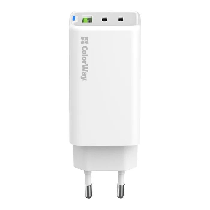 Зарядное устройство ColorWay GaN Mini 65W PD Port PPS USB (USB-2C1A) white (CW-CHS058PD-WT) изображение 2