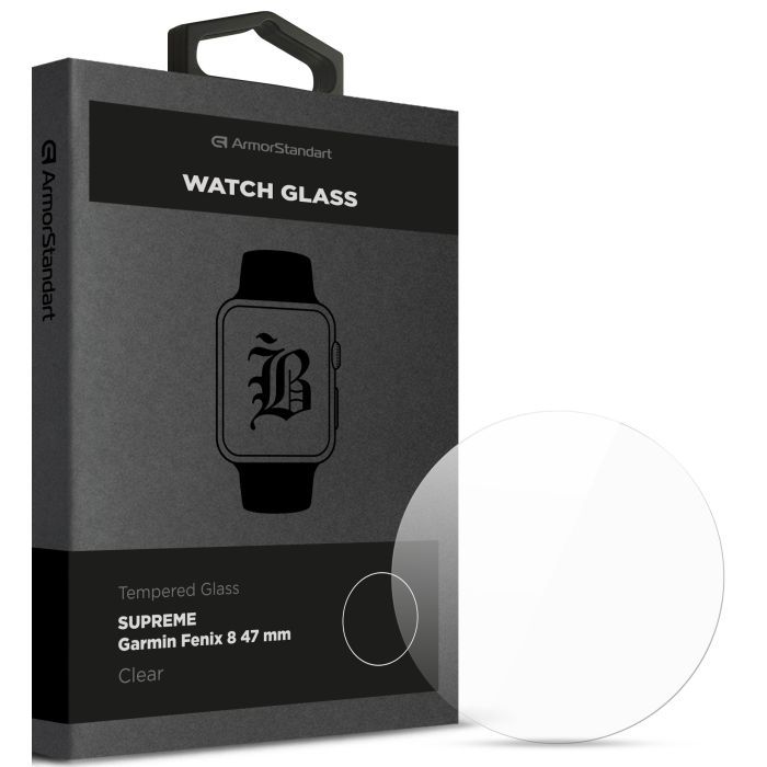 Скло захисне Armorstandart Supreme Black Icon Garmin Fenix 8 47 mm Clear (ARM84721)