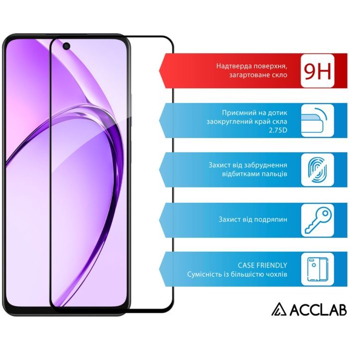 Скло захисне ACCLAB Full Glue Oppo A3 5G Black (1283126598876) зображення 3
