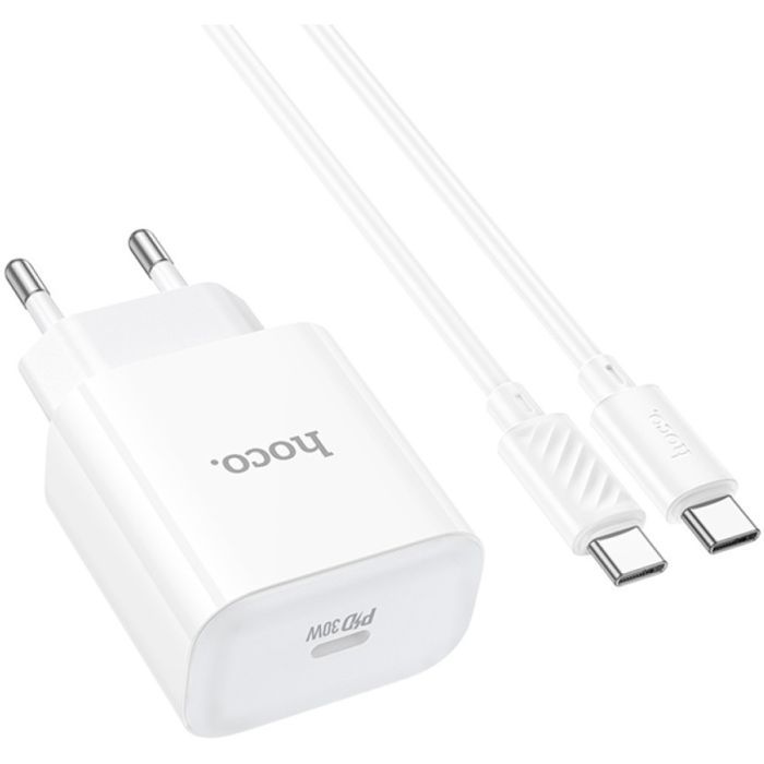 Зарядное устройство HOCO C76A Pro Majestic USB-C PD30W + cable USB-C to USB-C White (6942007616324) изображение 2