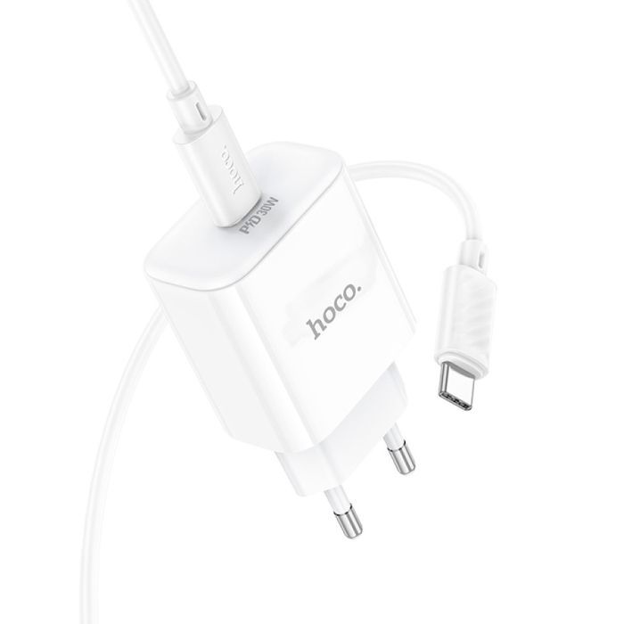 Зарядное устройство HOCO C76A Pro Majestic USB-C PD30W + cable USB-C to USB-C White (6942007616324) изображение 4