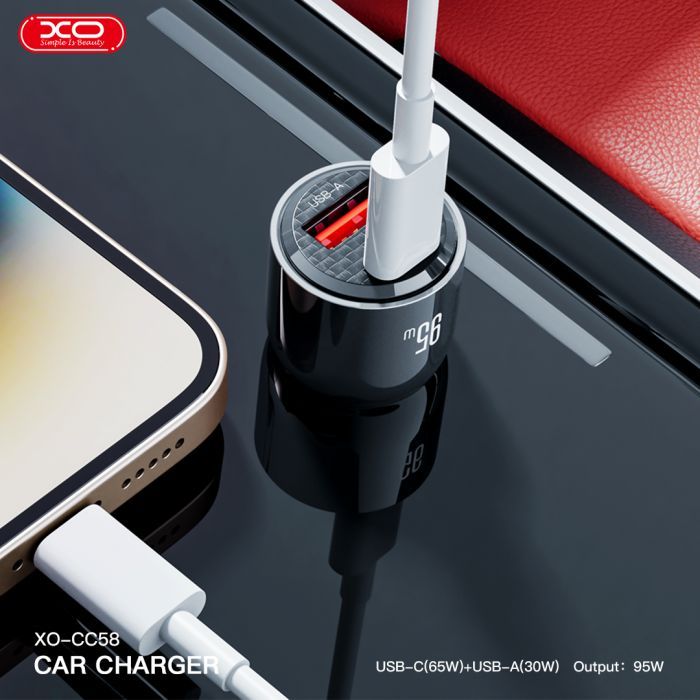 Зарядное устройство XO CC58 USB-C PD65W + USB-A 30W Gray (CC58_Tarnish) изображение 3