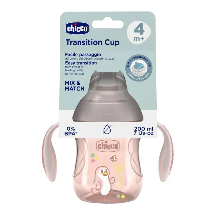 Поильник-непроливайка Chicco Transition Cup 200 мл. від 4 місяців (рожева) (06911.15) изображение 2