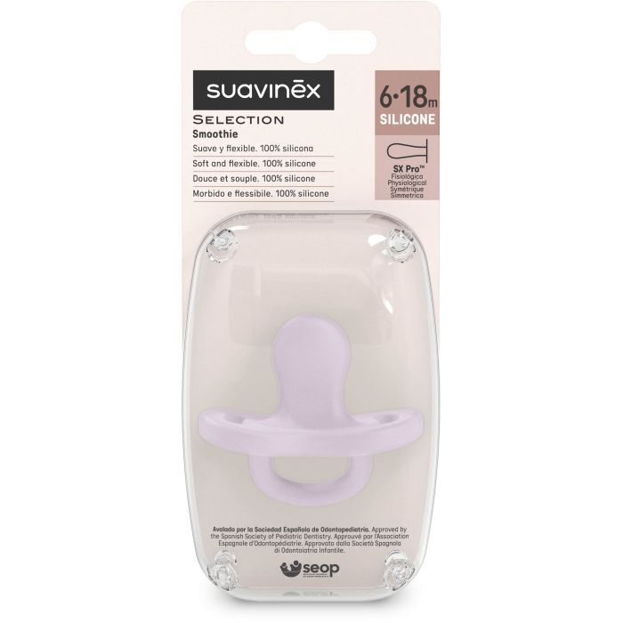 Пустышка Suavinex Colour Essence силіконова фізіологічна, 6-18 місяців, світло-фіолетова (308615) изображение 3