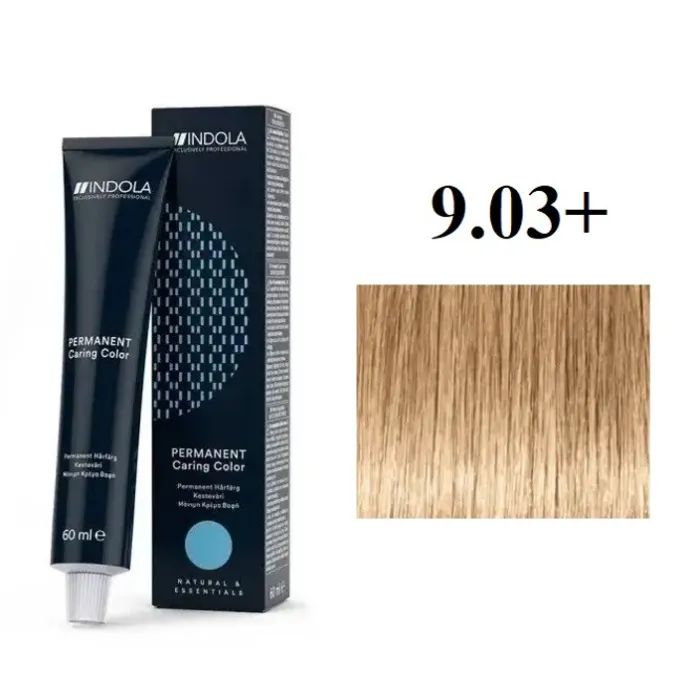Фарба для волосся Indola Permanent Caring Color 9.03+ - Дуже світлий натуральний блонд золотистий інтенсивний (4045787930061)
