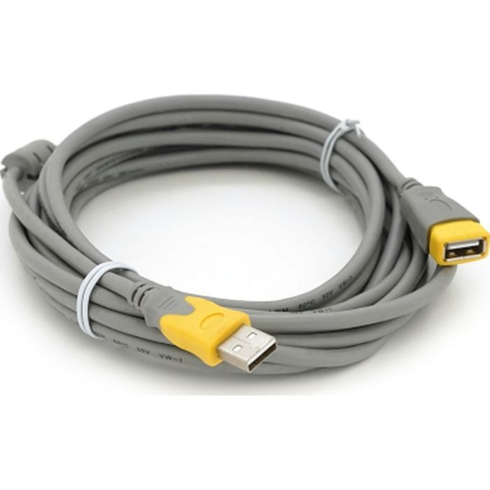 Дата кабель USB 2.0 AM/AF 5.0m ferrite grey yellow VEGGIEG (YT-AM/AF-5.0GY) изображение 2 Дата кабель USB 2.0 AM/AF 5.0m ferrite grey yellow VEGGIEG (YT-AM/AF-5.0GY) изображение 2