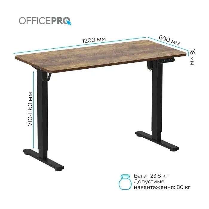Компьютерный стол OfficePro ODE1260DW Dark Wood/Black (ODE1260DW) изображение 10