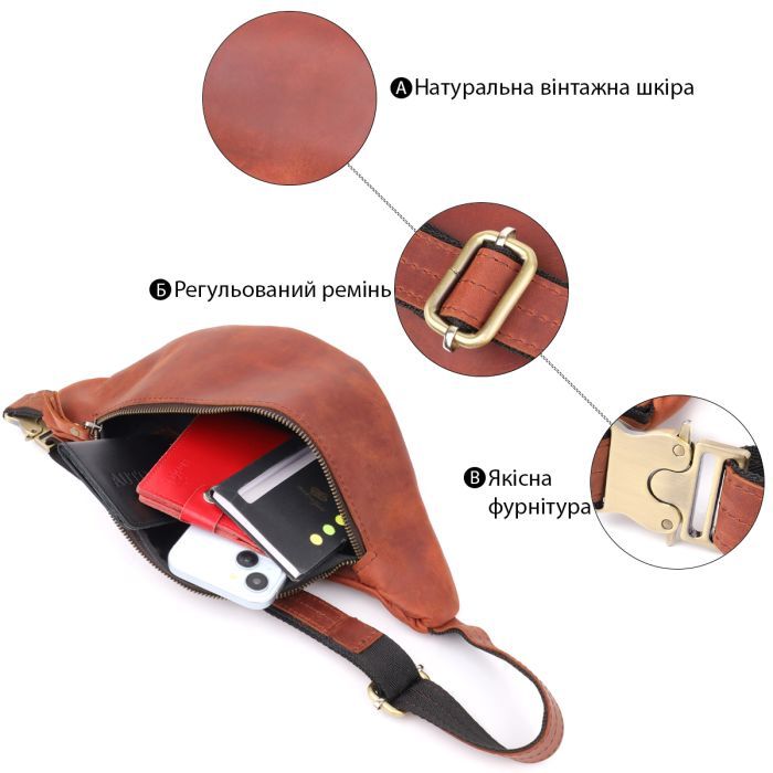 Сумка Shvigel Из натуральной кожи Рыжая (23140) изображение 4