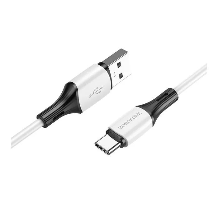 Дата кабель USB 2.0 AM to USB-C 1.0m 3A silicone white BOROFONE (6974443384796)