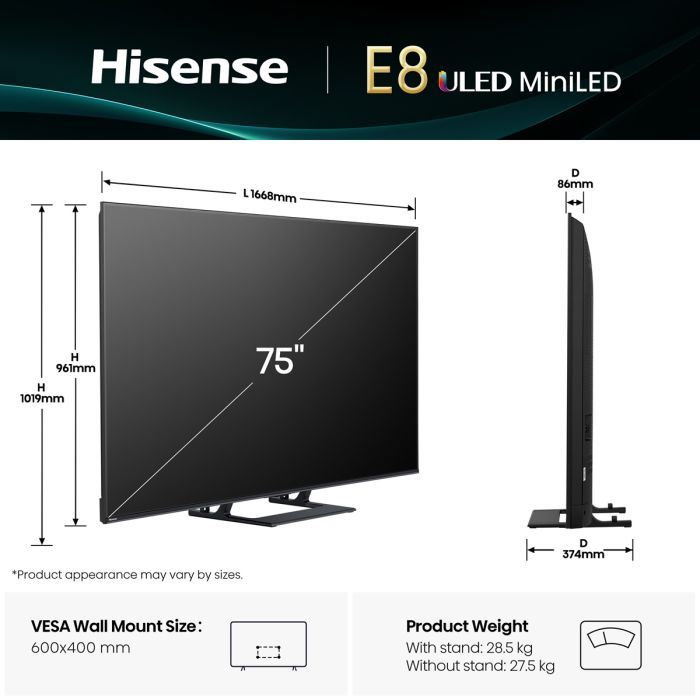 Телевизор Hisense 75E8Q изображение 2