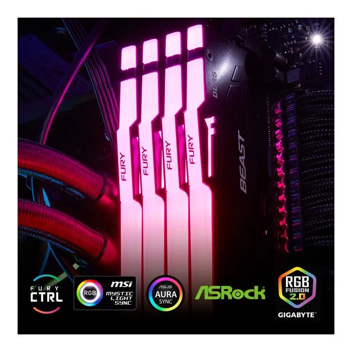 Модуль пам'яті для комп'ютера DDR5 32GB (2x16GB) 5600 MHz FURY Beast RGB Kingston Fury (ex.HyperX) (KF556C40BBAK2-32) зображення 12