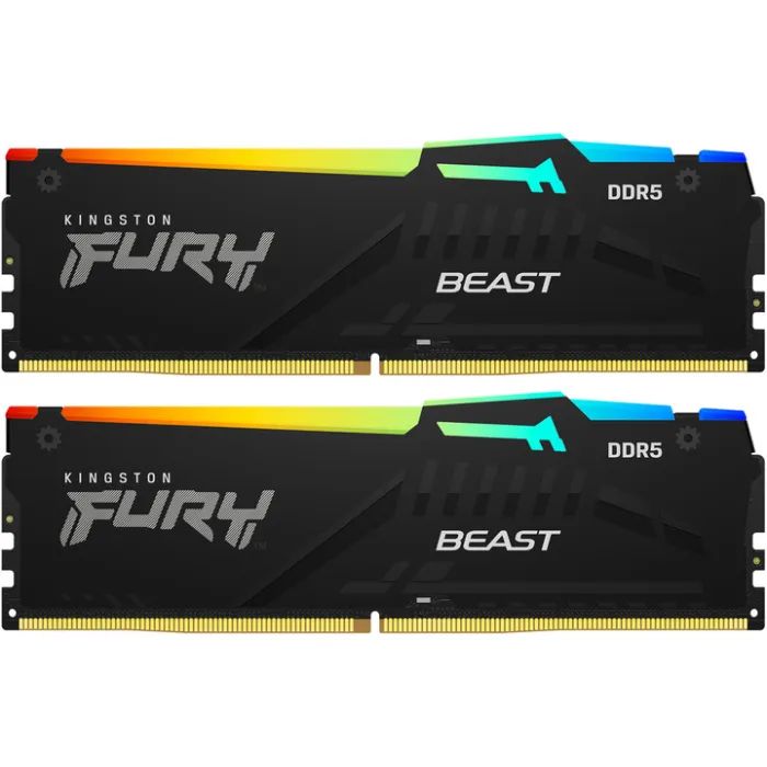 Модуль пам'яті для комп'ютера DDR5 32GB (2x16GB) 5600 MHz FURY Beast RGB Kingston Fury (ex.HyperX) (KF556C40BBAK2-32)